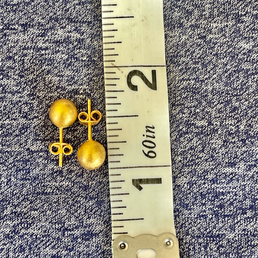 21k Real Solid Gold Stud Earrings (Not Plated Nor… - image 7